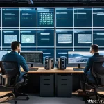 Home 18 데이터사이언스에서 전이 학습 - A modern tech workspace featuring a diverse team of Russian data scientists collaborating on transfe...