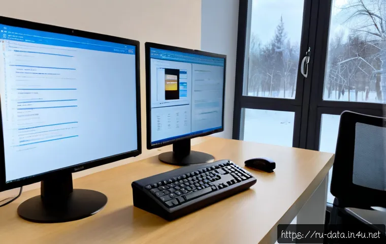 데이터사이언스 데이터 프라이버시 - Photorealistic data privacy workspace in a modern Moscow office, Russian data scientist reviewing an...